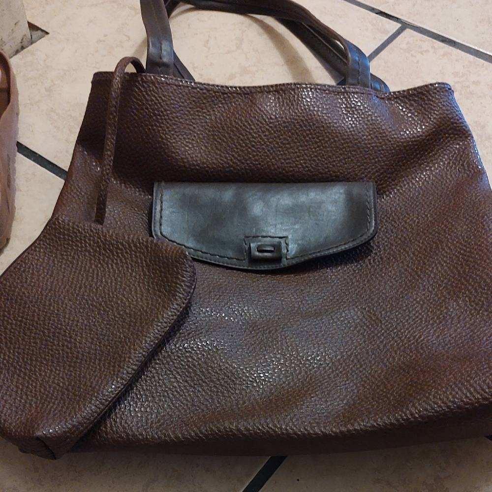 Liz Claiborne Brown Textured Tote with Front Flap Pocket